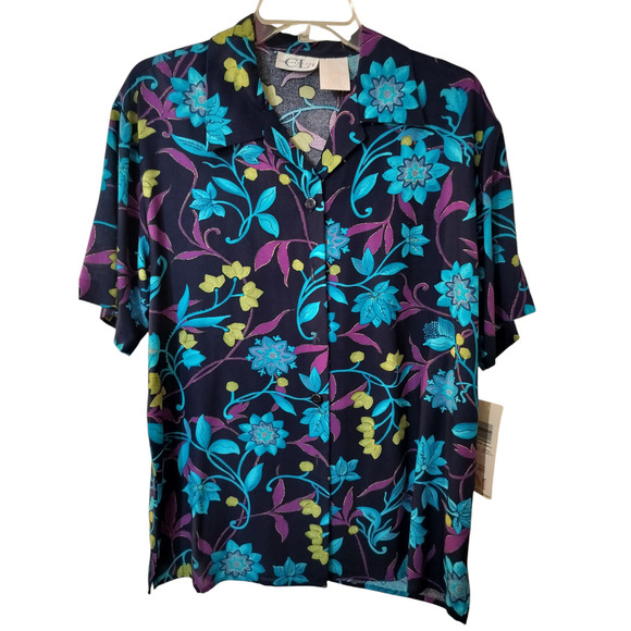 3284)Vtg Cricket Lane Multi Color Crown Jewel Button Up Top & Midi Skirt Set Med - Picture 2 of 10